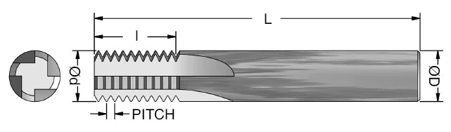 Picture of Advent Tool M182.012.1CS 2.0mm Carb 4Fl .495Diam 1/2 Shank Threading